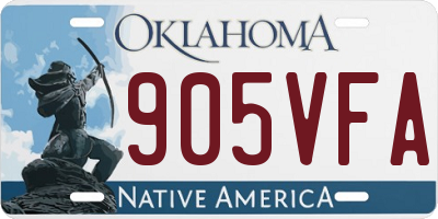 OK license plate 905VFA