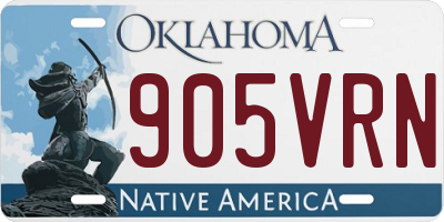 OK license plate 905VRN