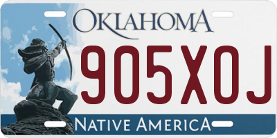 OK license plate 905XOJ