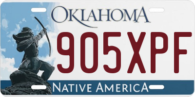 OK license plate 905XPF