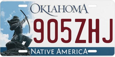 OK license plate 905ZHJ