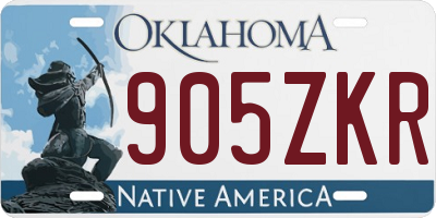 OK license plate 905ZKR