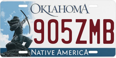 OK license plate 905ZMB