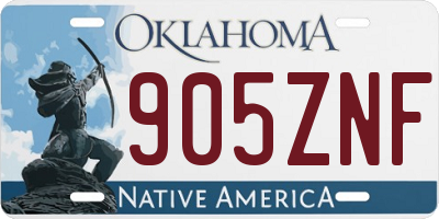 OK license plate 905ZNF