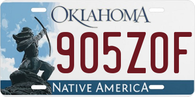 OK license plate 905ZOF