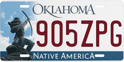 OK license plate 905ZPG