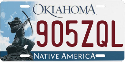 OK license plate 905ZQL