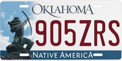 OK license plate 905ZRS
