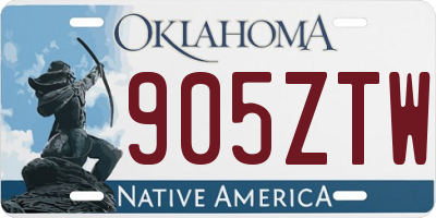 OK license plate 905ZTW