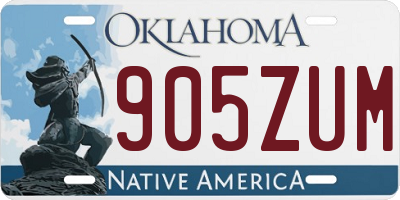 OK license plate 905ZUM