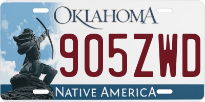 OK license plate 905ZWD