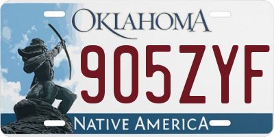 OK license plate 905ZYF