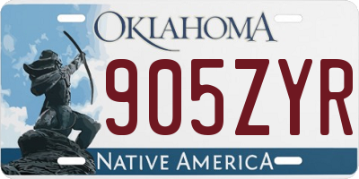 OK license plate 905ZYR