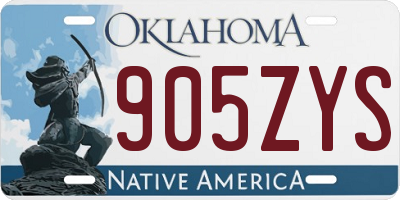 OK license plate 905ZYS