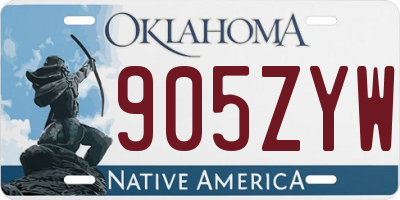 OK license plate 905ZYW