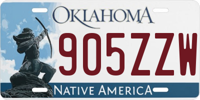 OK license plate 905ZZW