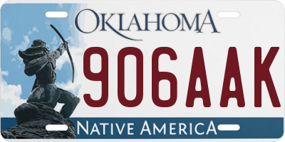 OK license plate 906AAK