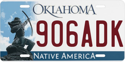OK license plate 906ADK