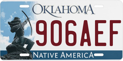 OK license plate 906AEF