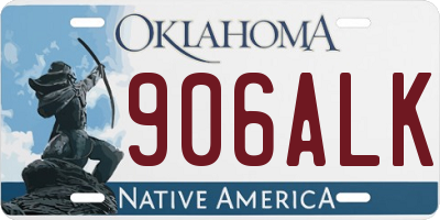 OK license plate 906ALK