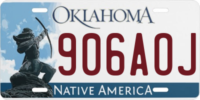 OK license plate 906AOJ