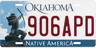 OK license plate 906APD