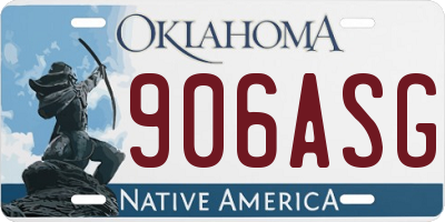 OK license plate 906ASG