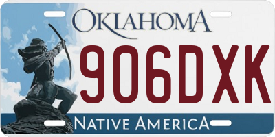 OK license plate 906DXK