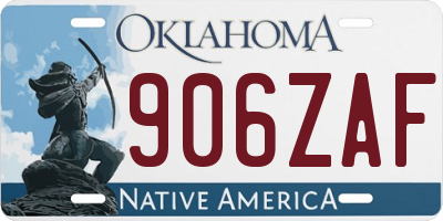 OK license plate 906ZAF