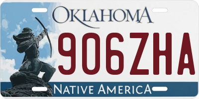 OK license plate 906ZHA