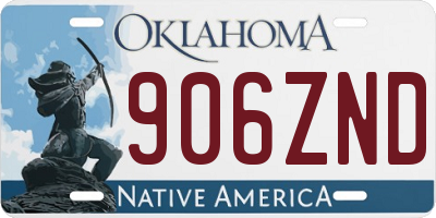OK license plate 906ZND