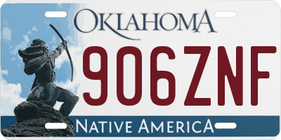 OK license plate 906ZNF