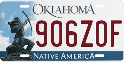 OK license plate 906ZOF