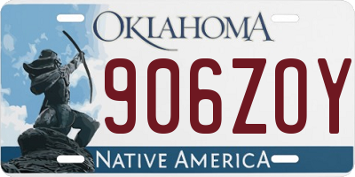 OK license plate 906ZOY