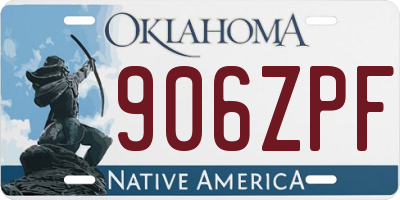 OK license plate 906ZPF