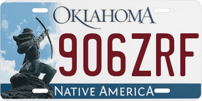 OK license plate 906ZRF