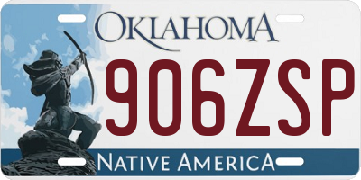 OK license plate 906ZSP