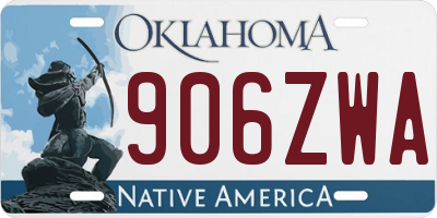 OK license plate 906ZWA