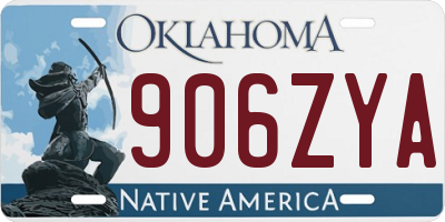 OK license plate 906ZYA