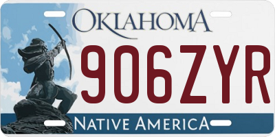 OK license plate 906ZYR