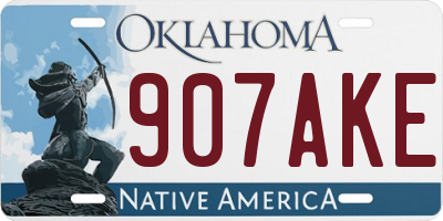 OK license plate 907AKE