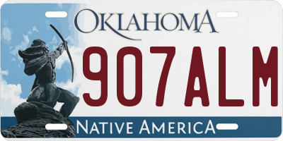 OK license plate 907ALM