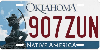 OK license plate 907ZUN