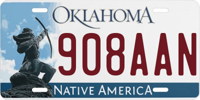 OK license plate 908AAN