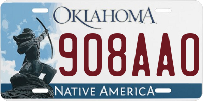 OK license plate 908AAO