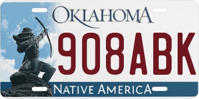OK license plate 908ABK