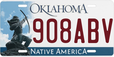 OK license plate 908ABV
