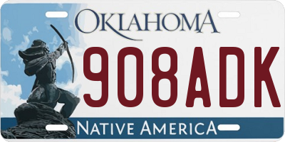 OK license plate 908ADK
