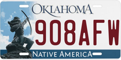 OK license plate 908AFW