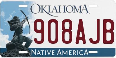 OK license plate 908AJB